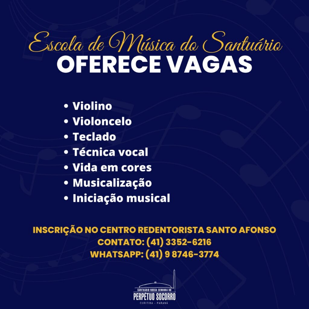 Inscrições abertas para a Escola de música do Perpétuo Socorro 3 0bd756a5dce5c882a0563b592581b152