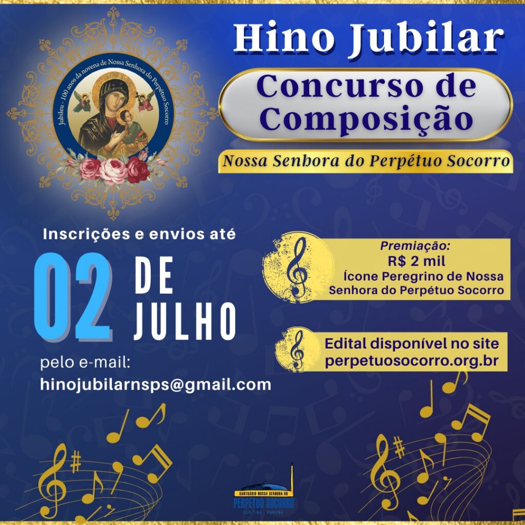 Santuário Perpétuo Socorro fará o lançamento do Concurso Cultural de Composição do Hino Jubilar nesta quarta 1 1a9dd988b32ac0aaf275ee637b550108