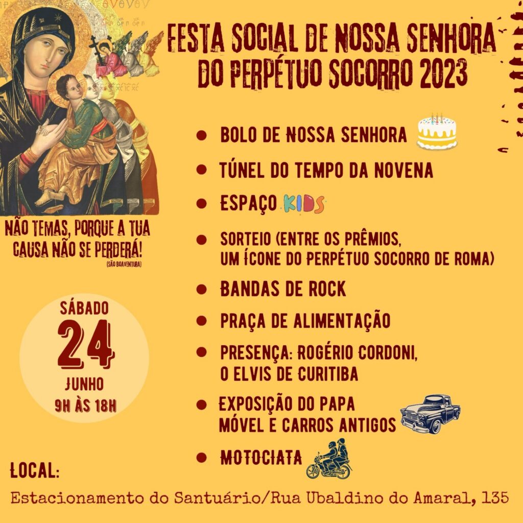 Com bandas, exposição de carros antigos, espaço Kids, praça de alimentação e túnel do tempo, Festa Social de Nossa Senhora do Perpétuo Socorro deve atrair 5 mil pessoas no Alto da Glória 7 76b63e156c2065a0ab83e2f1b26fe3fa