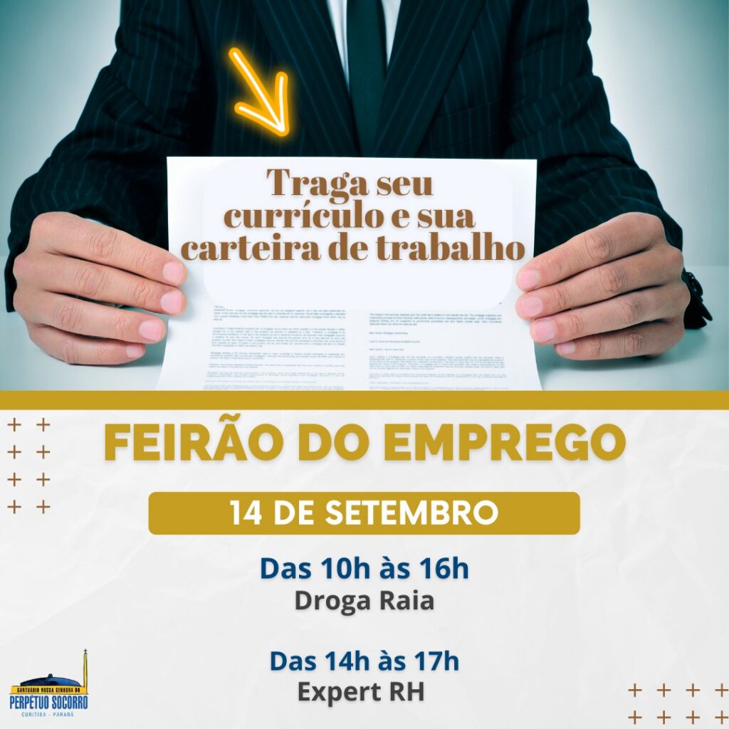 Santuário Perpétuo Socorro terá novo feirão de emprego em Curitiba nesta quarta-feira 2 a628998a14e24faf321439a4a9651d7c